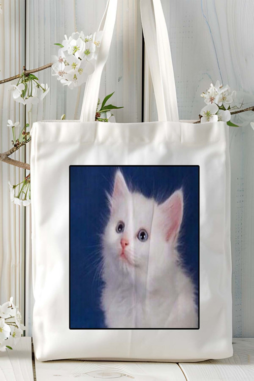 Art hedi̇ye ankara kedisi kedi Baskılı Omuz Çanta Kişiye Özel model 6