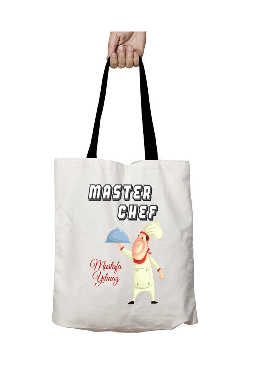 Art hedi̇ye Siyah Kulplu Kişiye Özel Master Chef Mutfak Şef Yıkanabilir Okul Omuz Çanta