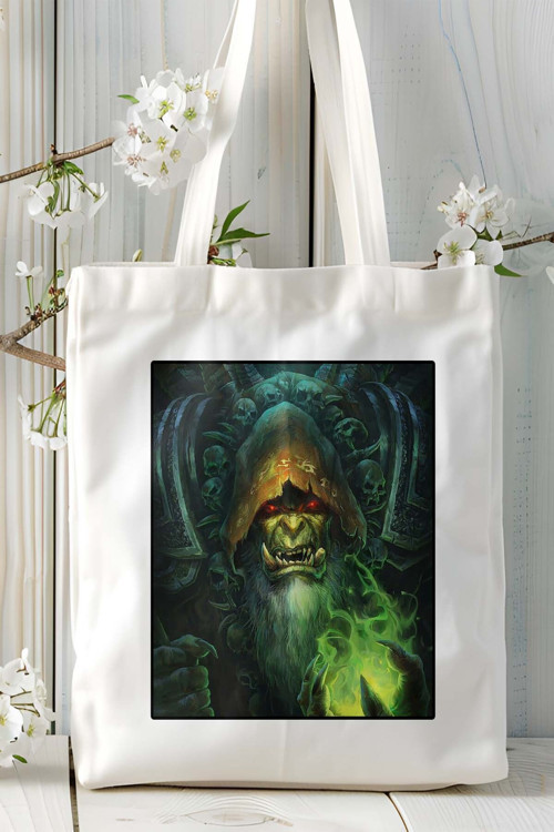 Art hedi̇ye World of Warcraft Oyun Baskılı Bez Çanta Omuz Çantası Kişiye Özel model 19