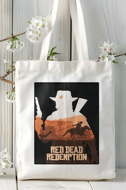 Art hedi̇ye Red Dead Redemption Oyun Baskılı Bez Çanta Omuz Çantası Kişiye Özel model 6