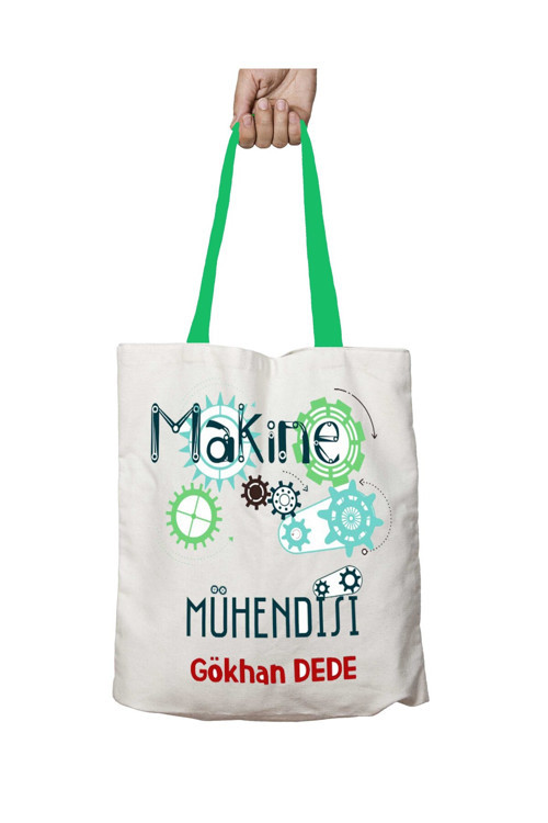 Art hedi̇ye Yeşil Kulplu Kişiye Özel Makine Mühendisi Yıkanabilir Omuz Çanta