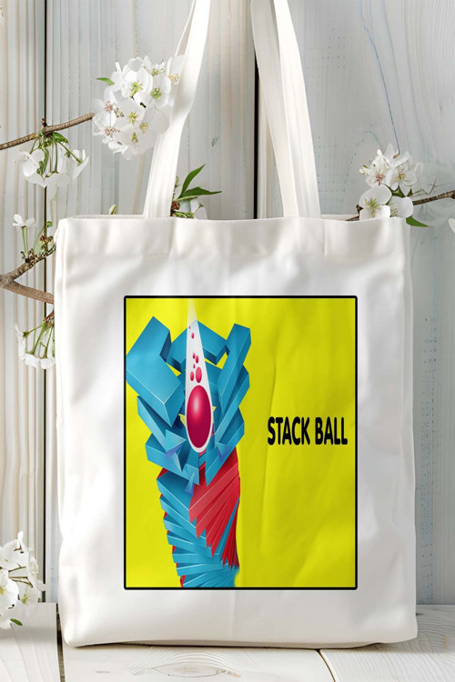 Art hedi̇ye Stack Ball Mobil Oyun Baskılı Bez Çanta Omuz Çantası Çift tafaflı baskı kişiye özel 1