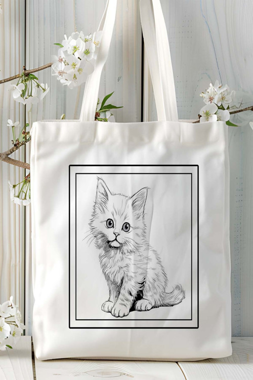 Art hedi̇ye iran kedisi kedi Baskılı Bez Çanta Omuz Çantası Kişiye Özel model 3