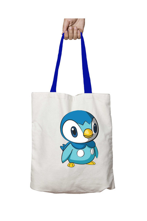 Art hedi̇ye Mavi Kulplu Pokemon Piplup Yıkanabilir Omuz Çanta