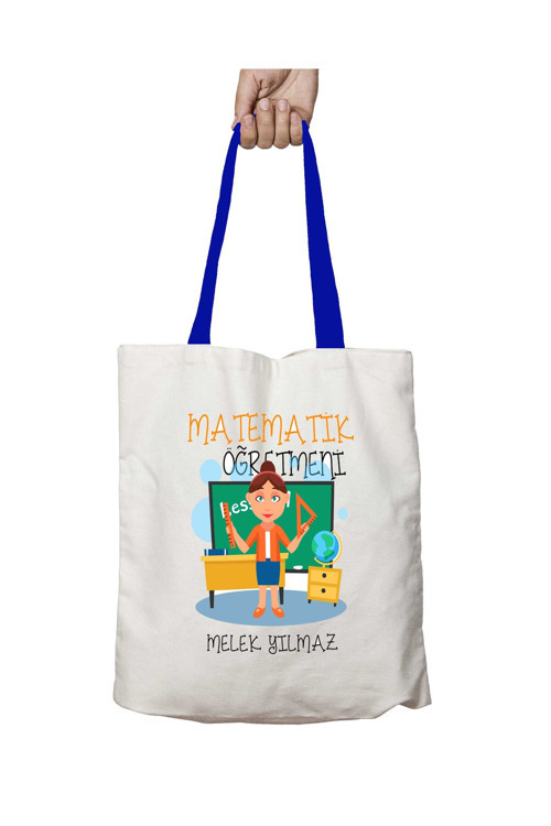 Art hedi̇ye Mavi Kulplu Kişiye Özel Matematik Öğretmeni Hrt Yıkanabilir Omuz Çanta