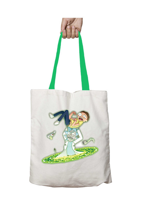 Art hedi̇ye Yeşil Kulplu Rick And Morty 3 Yıkanabilir Omuz Çanta
