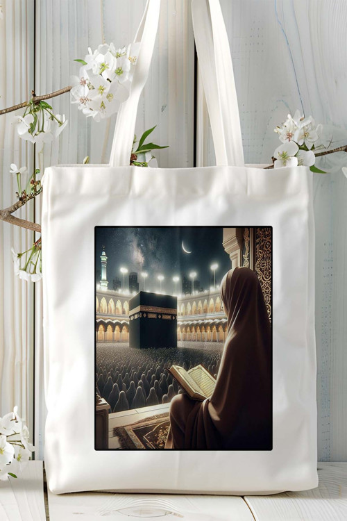 Art hedi̇ye kabe islamiyet Baskılı Bez Çanta Omuz Çantası kişiye özel model 16