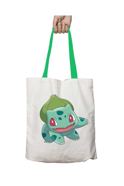 Art hedi̇ye Yeşil Kulplu Pokemon Bulbasaur Yıkanabilir Omuz Çanta