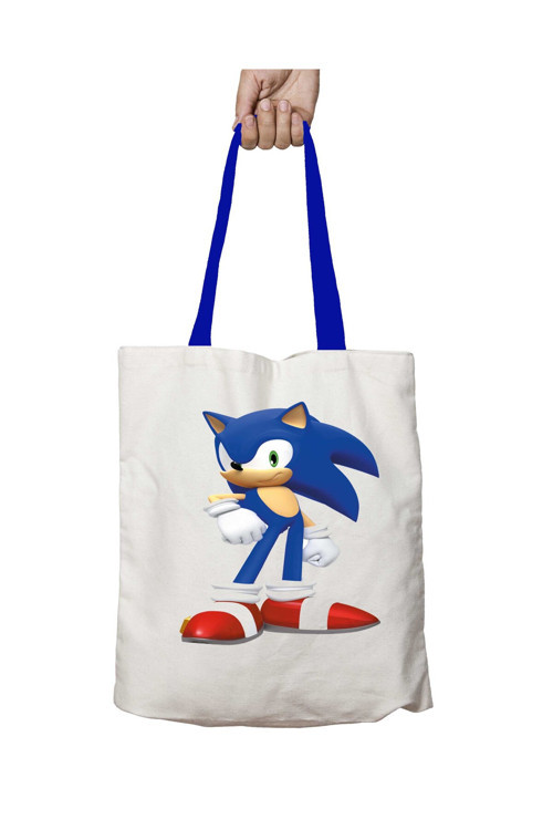 Art hedi̇ye Mavi Kulplu Sonic Hedgehog Yıkanabilir Omuz Çanta