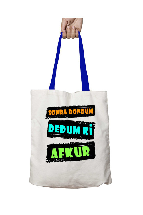 Art hedi̇ye Mavi Kulplu Sonra Dedum Ki Afkur Yıkanabilir Omuz Çanta