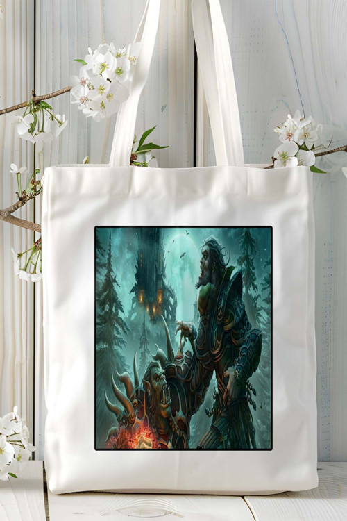 Art hedi̇ye World of Warcraft Oyun Baskılı Bez Çanta Omuz Çantası Kişiye Özel model 27