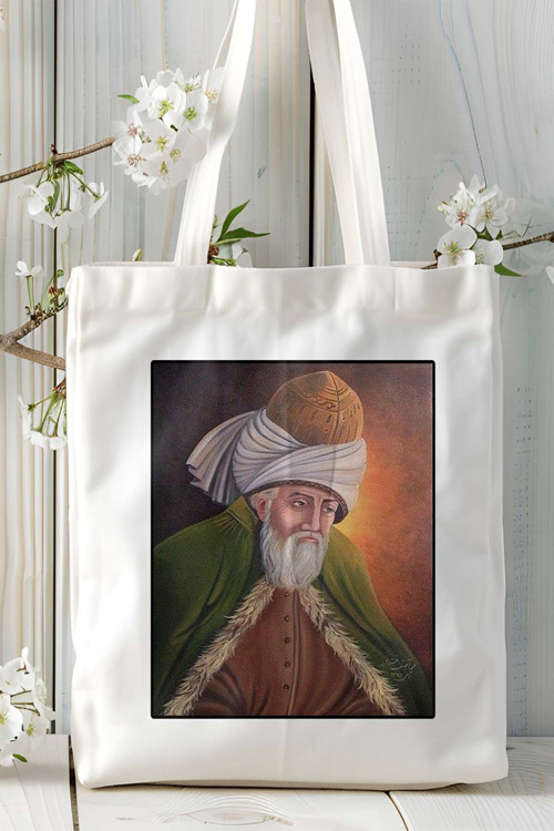 Art hedi̇ye mevlana İslamiyet Baskılı Bez Çanta Omuz Çantası kişiye özel model 6