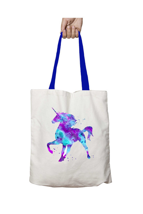 Art hedi̇ye Mavi Kulplu Unicorn Mythology Yıkanabilir Omuz Çanta