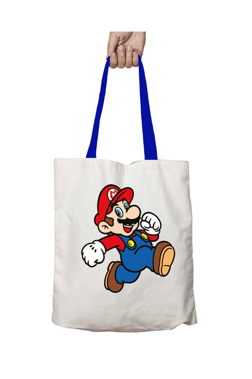Art hedi̇ye Mavi Kulplu Super Mario Luigi Yıkanabilir Omuz Çanta