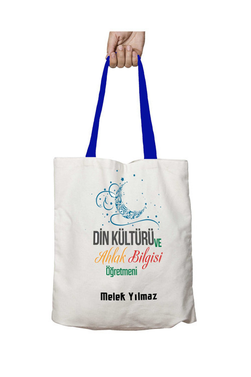 Art hedi̇ye Mavi Kulplu Kişiye Özel Din Kültürü Ahlak Bilgisi Öğretmeni Yıkanabilir Omuz Çanta