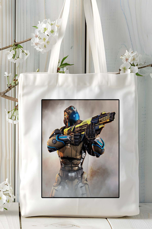 Art hedi̇ye shadow gun Mobil Oyun Baskılı Bez Çanta Omuz Çantası Çift tafaflı baskı kişiye özel 4