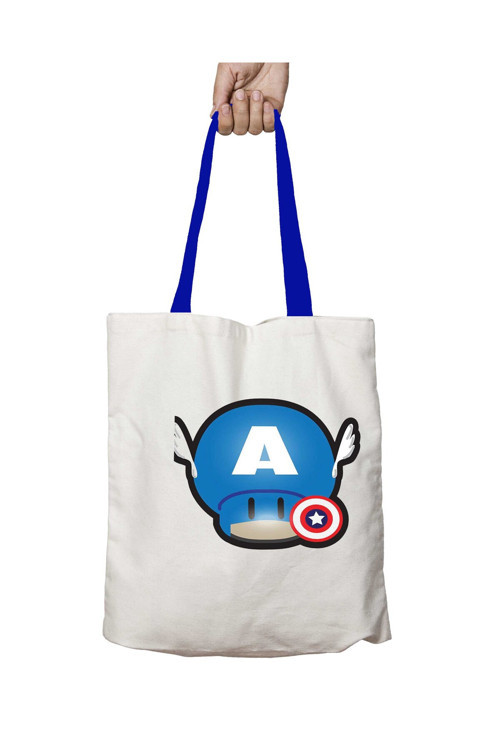 Art hedi̇ye Mavi Kulplu Super Mario Mushroom Captain America Yıkanabilir Omuz Çanta