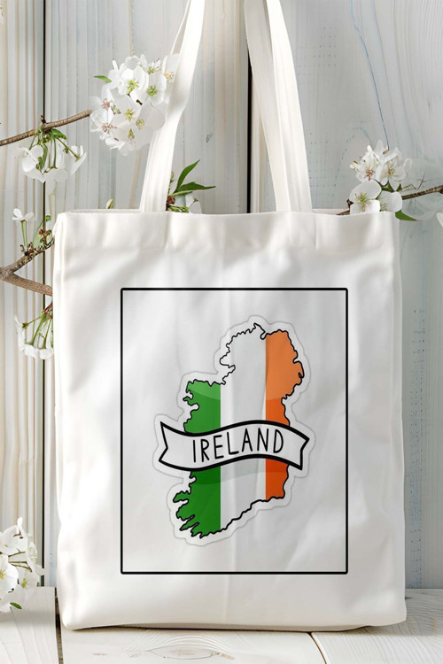 Art hedi̇ye irlanda Ireland bayrak Baskılı Bez Çanta Omuz Çantası kişiye özel model