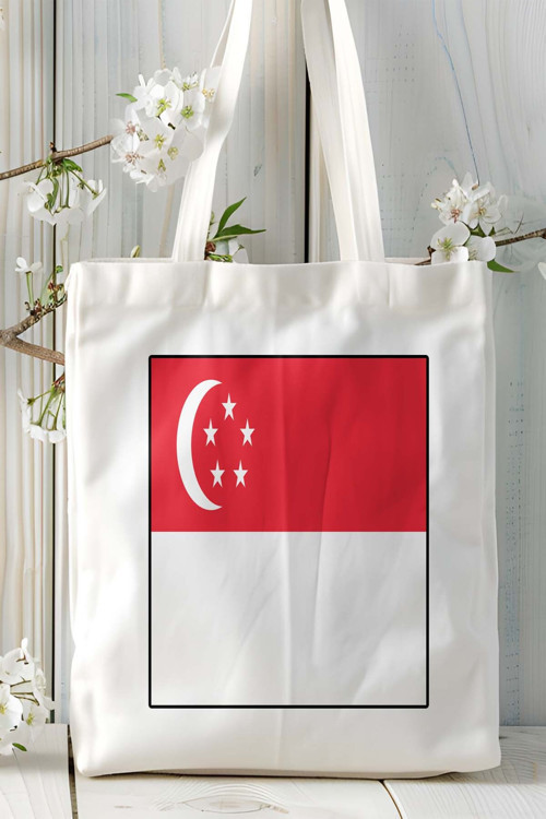 Art hedi̇ye singapur Singapore bayrak Baskılı Bez Çanta Omuz Çantası kişiye özel model