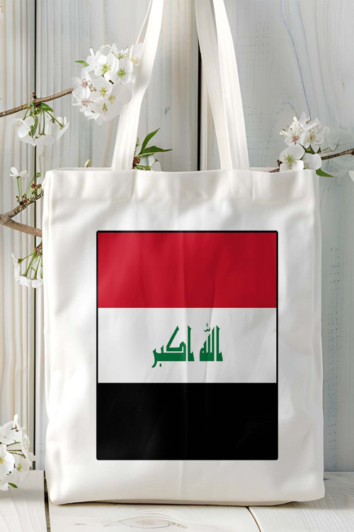 Art hedi̇ye ırak Iraq bayrak Baskılı Bez Çanta Omuz Çantası kişiye özel model