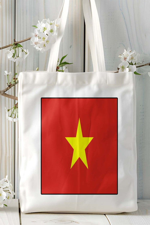 Art hedi̇ye vietnam bayrak Baskılı Bez Çanta Omuz Çantası kişiye özel model