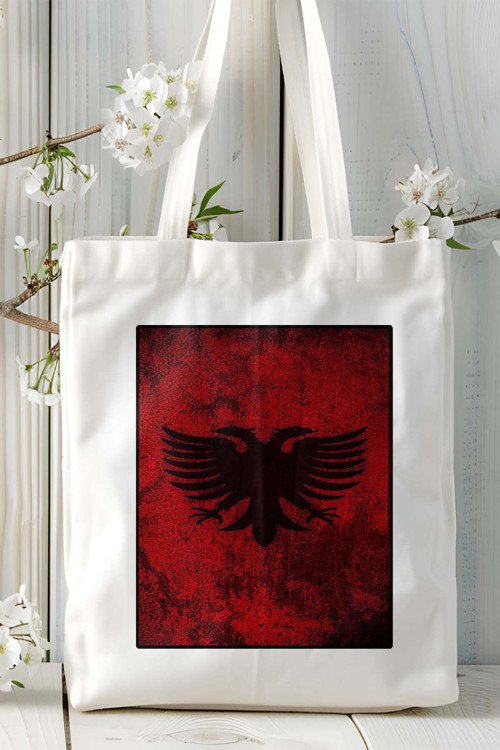 Art hedi̇ye arnavutluk albania bayrak Baskılı Bez Çanta Omuz Çantası kişiye özel model