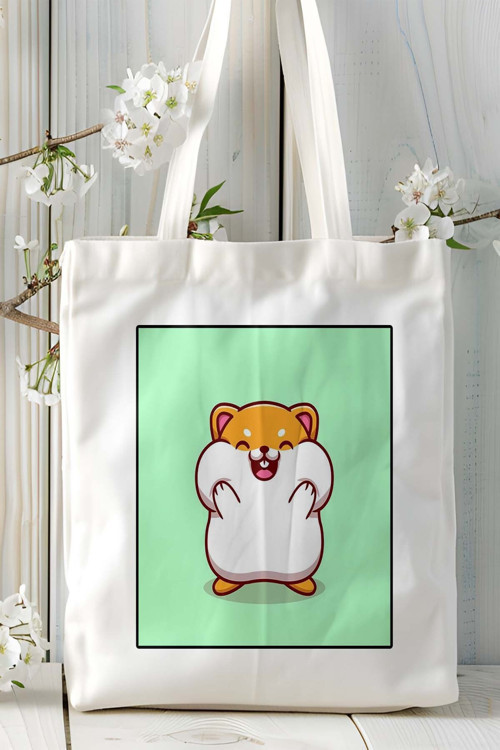 Art hedi̇ye hamster Baskılı Bez Çanta Omuz Çantası kişiye özel model 3