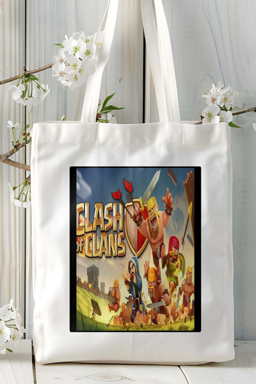 Art hedi̇ye clash of clans Mobil Oyun Baskılı Bez Çanta Omuz Çantası Çift tafaflı baskı kişiye özel 14