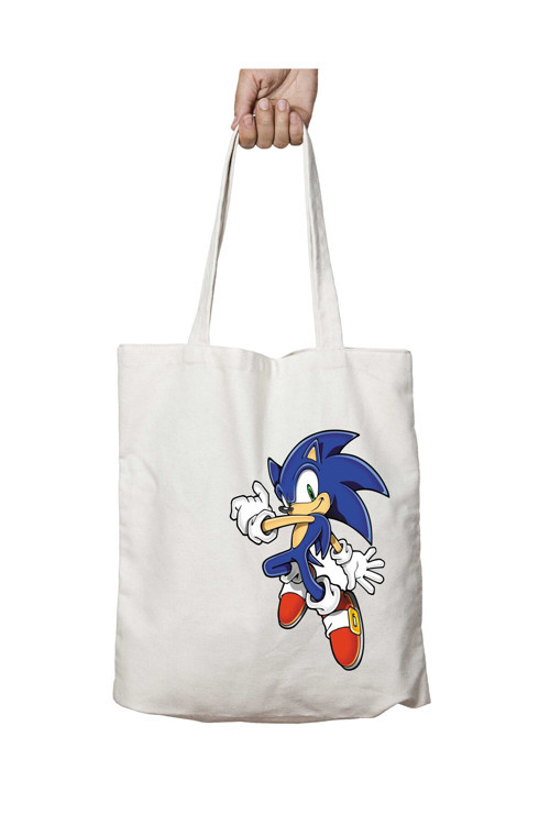 Art hedi̇ye Sonic Baskılı iki Taraf Kalıcı Yıkanabilir Okul Plaj Omuz Bez Çanta