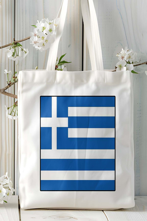 Art hedi̇ye yunanistan greek greece bayrak Baskılı Bez Çanta Omuz Çantası kişiye özel model