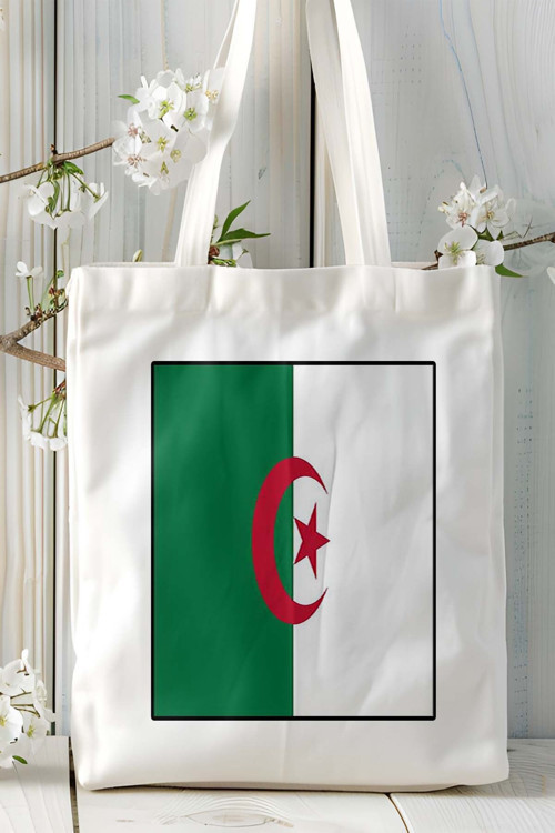 Art hedi̇ye cezayir Algeria bayrak Baskılı Bez Çanta Omuz Çantası kişiye özel model