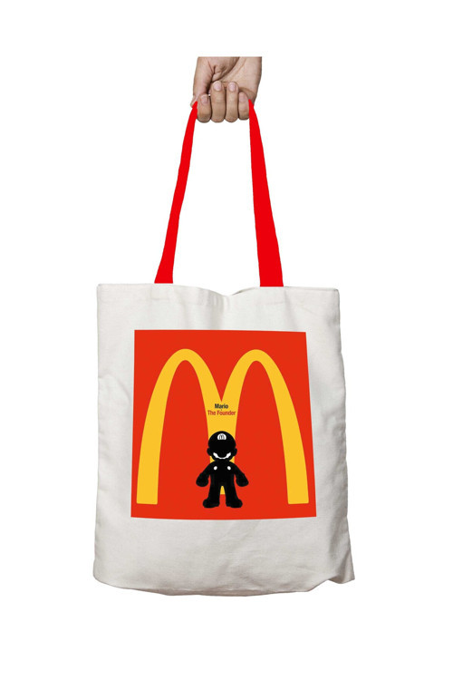 Art hedi̇ye Kırmızı Kulplu Mario Is The Founder Of McDonalds Yıkanabilir Omuz Çanta