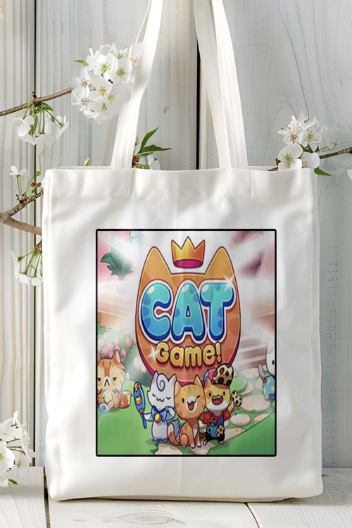 Art hedi̇ye cat snackbar Mobil Oyun Baskılı Bez Çanta Omuz Çantası Çift tafaflı baskı kişiye özel 6