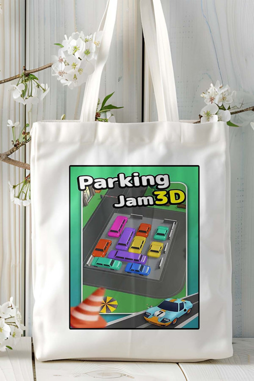 Art hedi̇ye parking jam 3d Mobil Oyun Baskılı Bez Çanta Omuz Çantası Çift tafaflı baskı kişiye özel 4