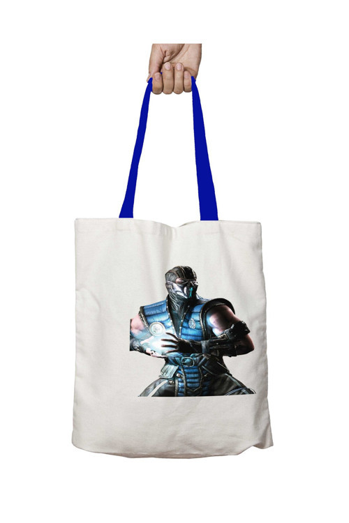 Art hedi̇ye Mavi Kulplu Mortal Kombat X PNG File Yıkanabilir Omuz Çanta