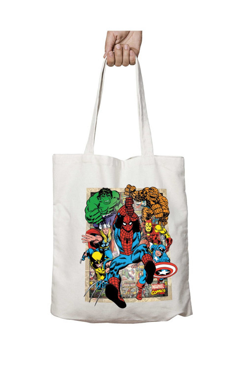 Art hedi̇ye Captain America Marvel Hulk Spiderman iki Taraf Kalıcı Yıkanabilir Okul Plaj Omuz Bez Çanta