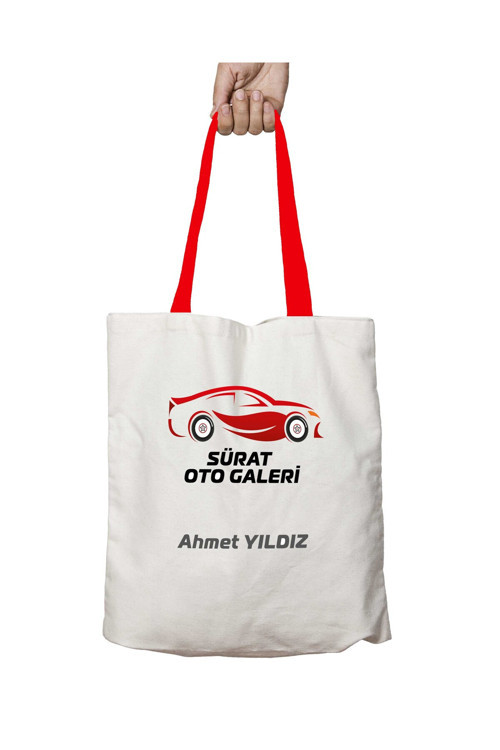 Art hedi̇ye Kırmızı Kulplu Kişiye Özel Oto Galeri Rent a Car Yıkanabilir Omuz Çanta