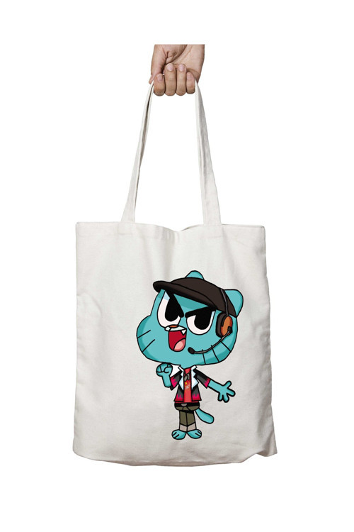 Art hedi̇ye Gumball Karakter Tasarımı iki Taraf Kalıcı Yıkanabilir Okul Plaj Omuz Bez Çanta