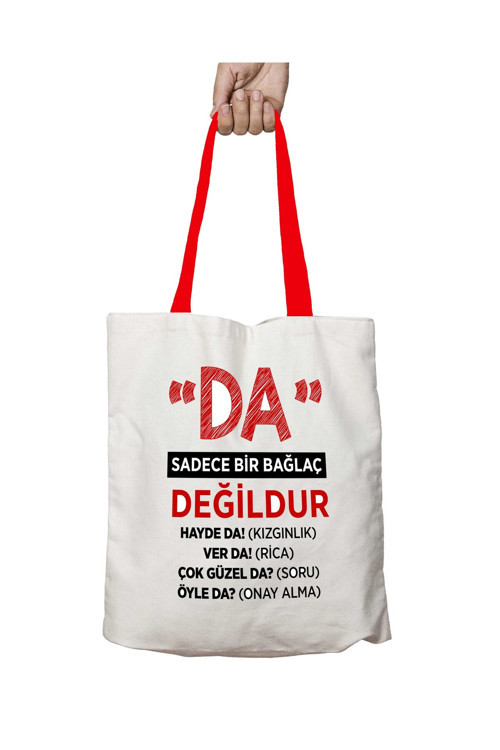 Art hedi̇ye Kırmızı Kulplu Da Sadece Bir Bağlaç Değildur Yıkanabilir Omuz Çanta