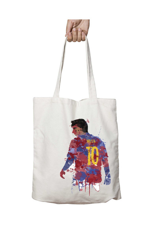 Art hedi̇ye Messi 10 Numara Barcelona iki Taraf Kalıcı Yıkanabilir Okul Plaj Omuz Bez Çanta