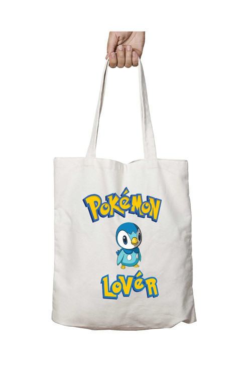 Art hedi̇ye Pokemon Lover Piplup iki Tarafı Kalıcı Baskılı Yıkanabilir Çanta