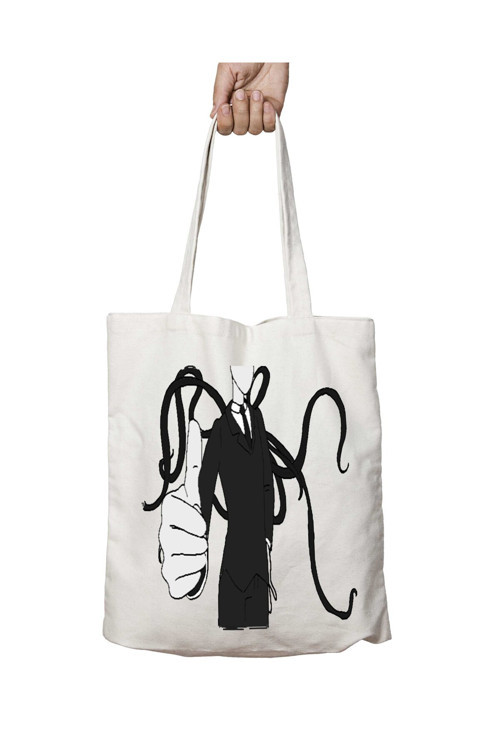 Art hedi̇ye Slender-Man-PNG-File iki Tarafı Kalıcı Baskılı Yıkanabilir Çanta