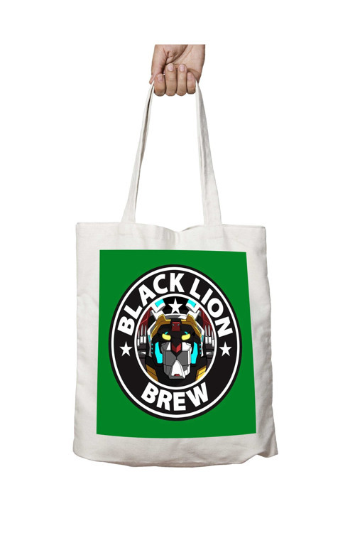 Art hedi̇ye Voltron Black Lion Brew Coffee iki Tarafı Kalıcı Baskılı Yıkanabilir Çanta