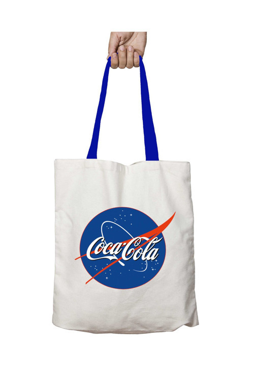 Art hedi̇ye Mavi Kulplu Coca Cola Logo Yıkanabilir Omuz Çanta