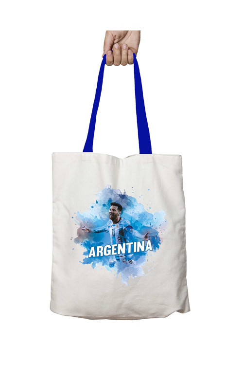 Art hedi̇ye Mavi Kulplu Argentina Messi Yıkanabilir Omuz Çanta