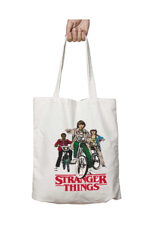 Art hedi̇ye Stranger Things - Children On Bicycle iki Taraf Kalıcı Yıkanabilir Okul Plaj Omuz Bez Çanta