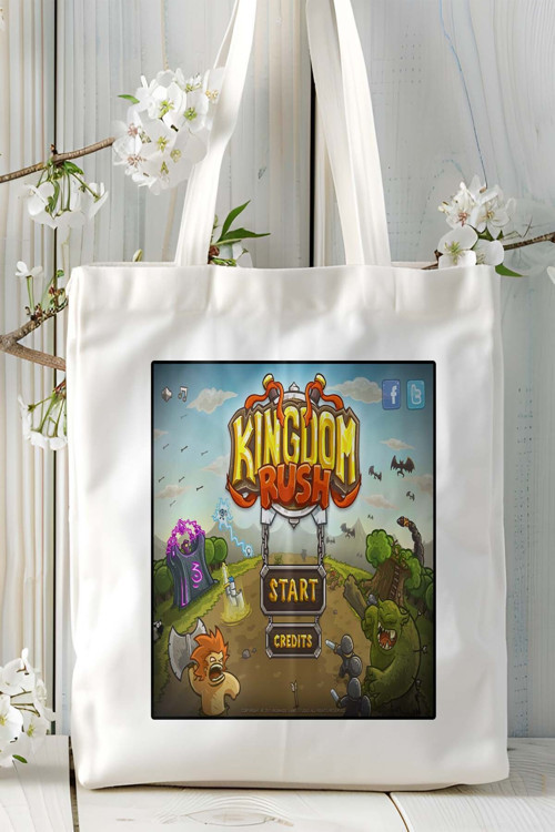 Art hedi̇ye kingdom rush Mobil Oyun Baskılı Bez Çanta Omuz Çantası Çift tafaflı baskı kişiye özel 4