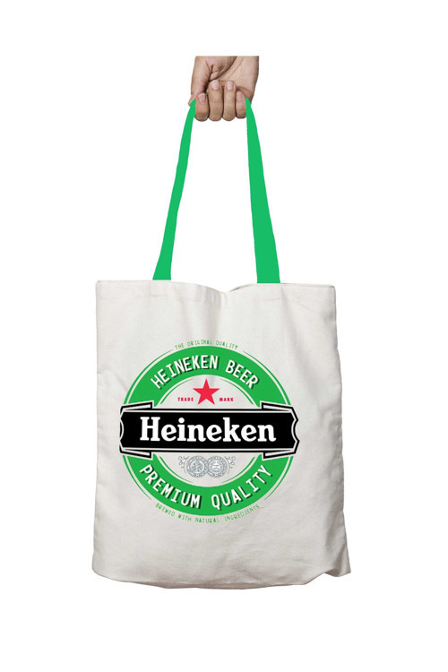 Art hedi̇ye Yeşil Kulplu Heineken Bira Logo Yıkanabilir Omuz Çanta
