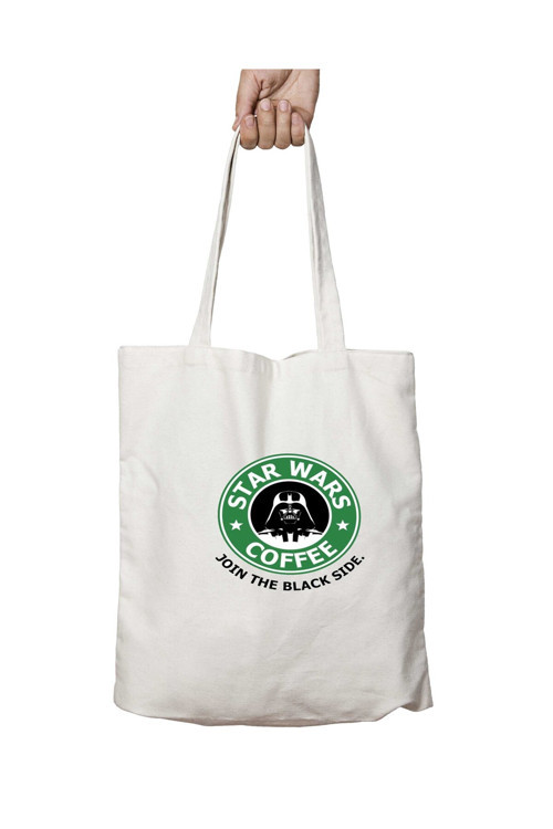 Art hedi̇ye Star Wars Coffee iki Tarafı Kalıcı Baskılı Yıkanabilir Okul Plaj Omuz Bez Çantası