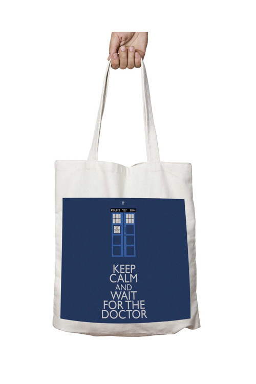 Art hedi̇ye Keep Calm And Wait For The Doctor iki Tarafı Kalıcı Baskılı Yıkanabilir Çanta